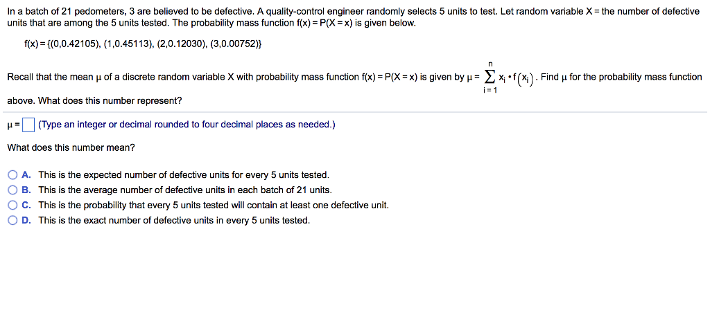 Solved In a batch of 21 pedometers, 3 are believed to be | Chegg.com