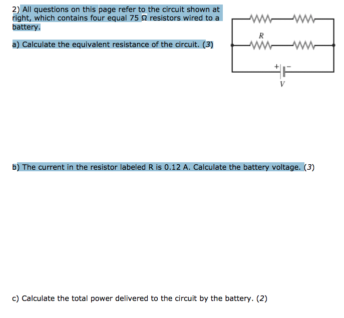 Solved 2) All questions on this page refer to the circuit | Chegg.com