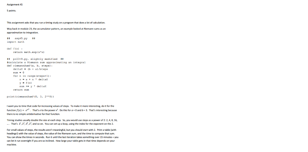 This assignment asks that you timing study on a | Chegg.com