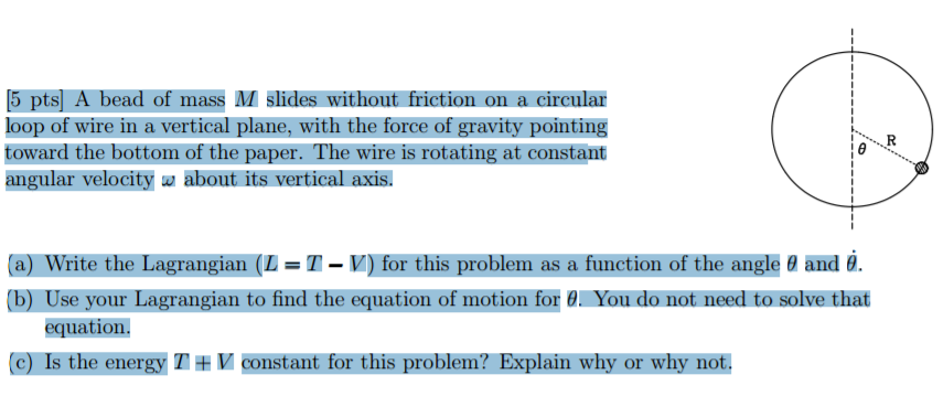 Solved A Bead Of Mass M Slides Without Friction On A Chegg