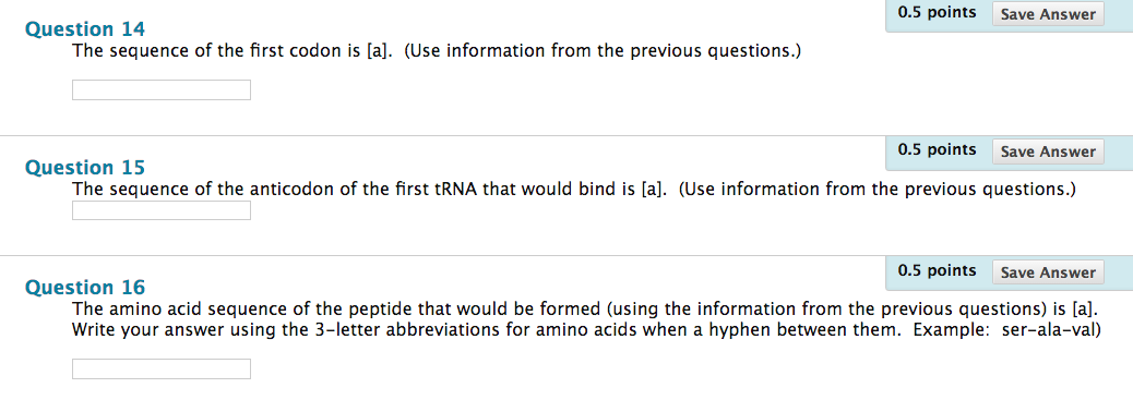 Solved 0.5 points Save Answer Question 11 Use this DNA | Chegg.com