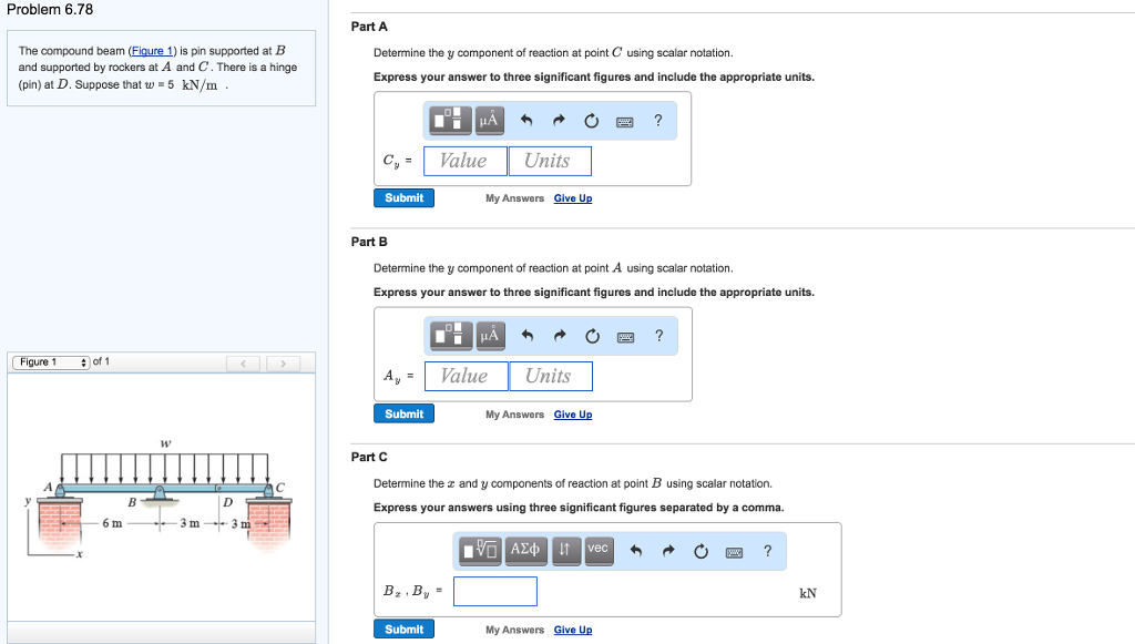 Solved The compound beam (Figure!) is pin supported at B and | Chegg.com