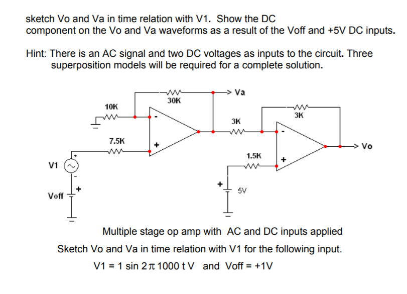 Solved sketch Vo and Va in time relation with V1. Show the