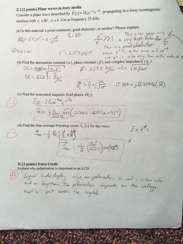 Solved 2) [12 points] Plane waves in lossy media Consider a | Chegg.com