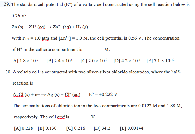 Solved The Standard Cell Potential E Of A Voltaic Cell Chegg Solved The Standard Cell Potential E Of A Voltaic Cell Chegg