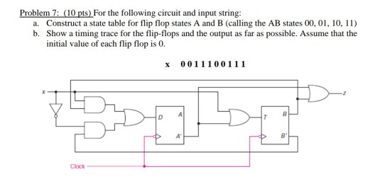 Solved Problem 7: 10 pts) For the following circuit and | Chegg.com