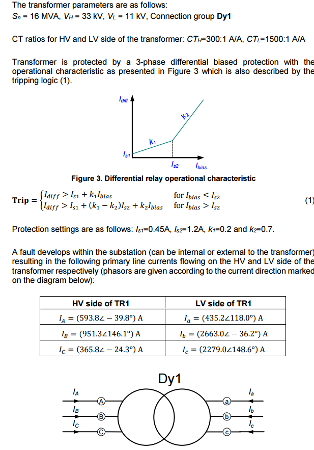 Solved Part 2. Transformer differential protection operation