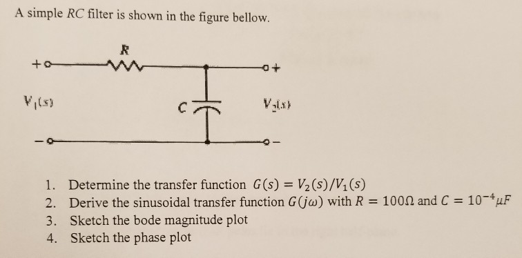 Solved A Simple RC Filter Is Shown In The Figure Bellow. | Chegg.com