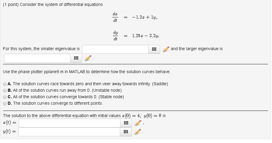 Solved Consider the system of differential equations dx/dt | Chegg.com