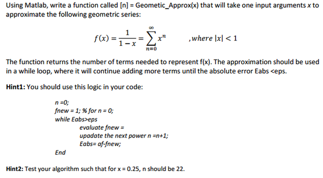 Solved Using Matlab, write a function called [n] | Chegg.com