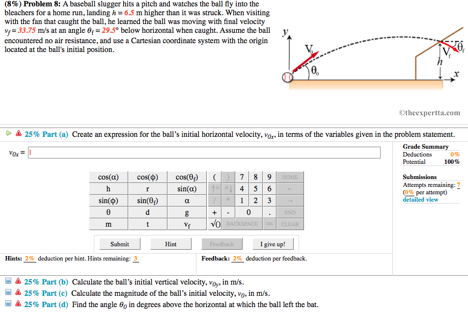Solved A Baseball Slugger Hits A Pitch And Watches The Ba...