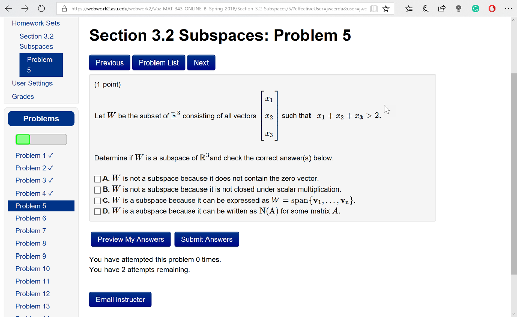 Solved E Https/webwork2.as MAT 343 ONLINE B Spring | Chegg.com