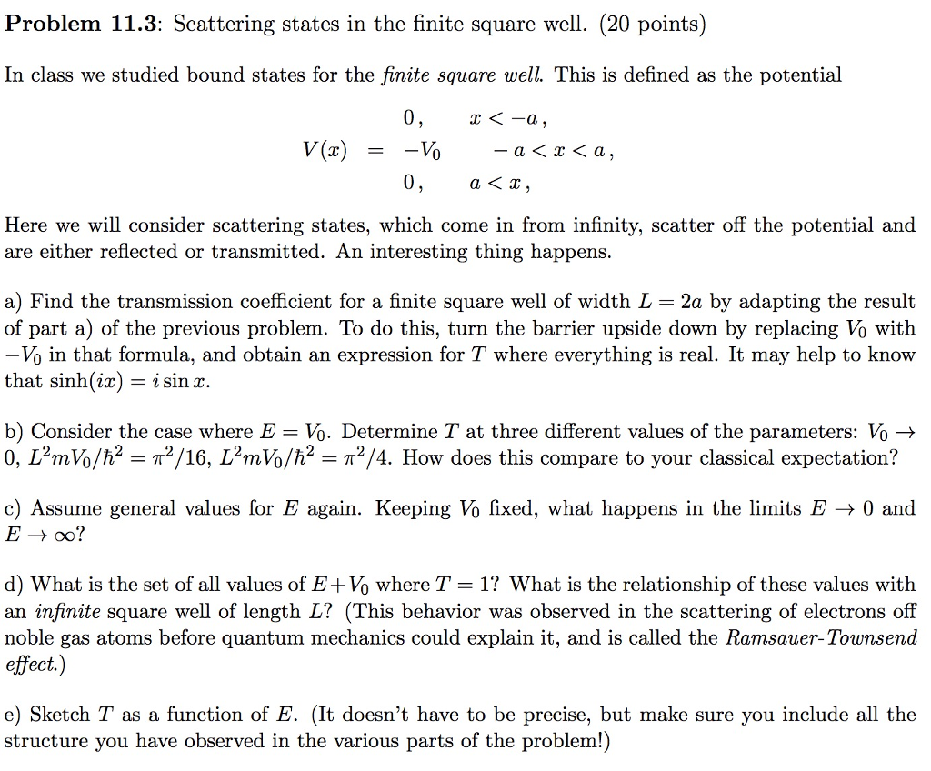 Scattering states in the finite square well. In | Chegg.com