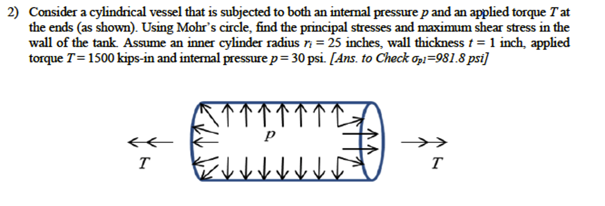 Solved Consider a cylindrical vessel that is subjected to