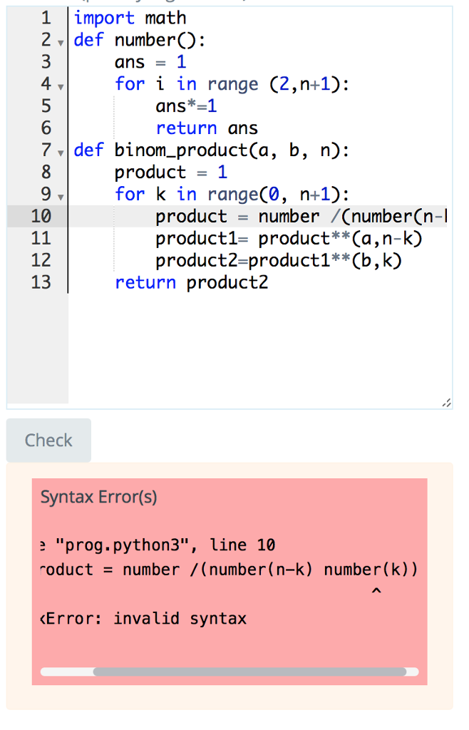 Solved Write a Python function binom_product that takes | Chegg.com
