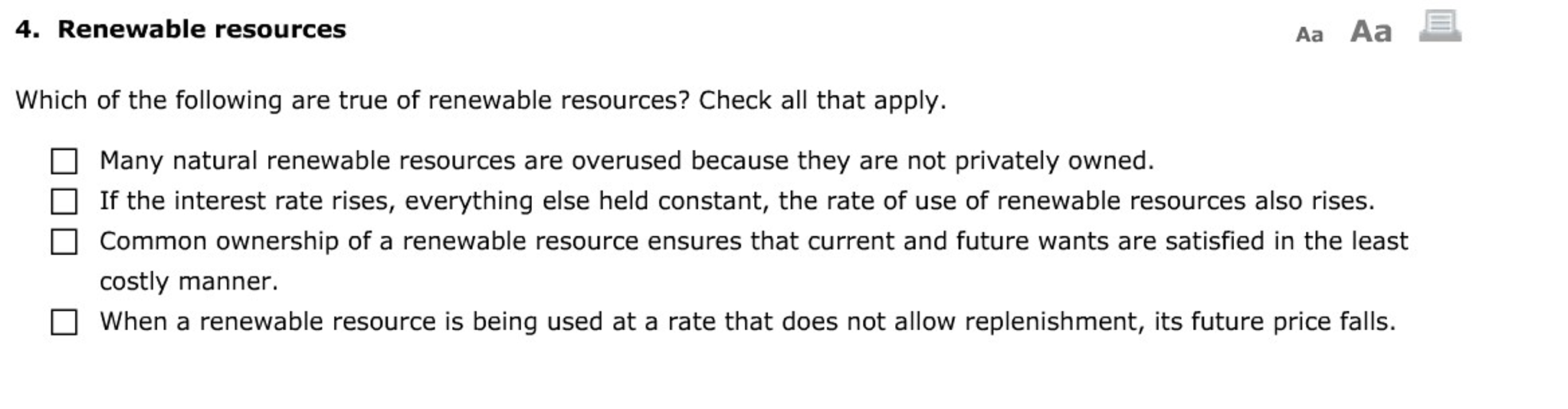 which of the following are considered renewable resources select all that apply