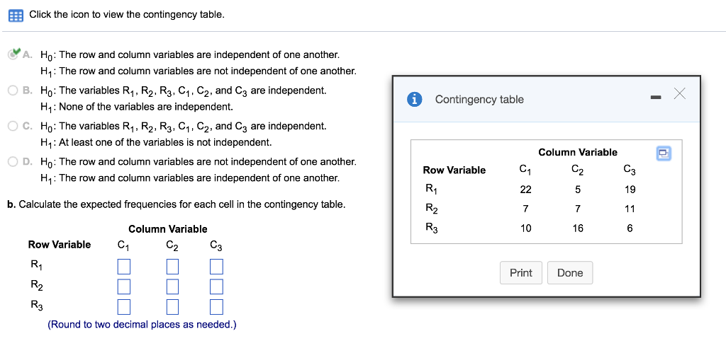 Solved Ell Click the icon to view the contingency table A. Chegg