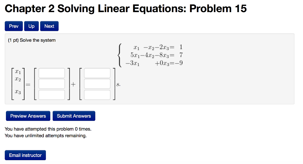 Solved Chapter 2 Solving Linear Equations: Problem 15 Prev | Chegg.com