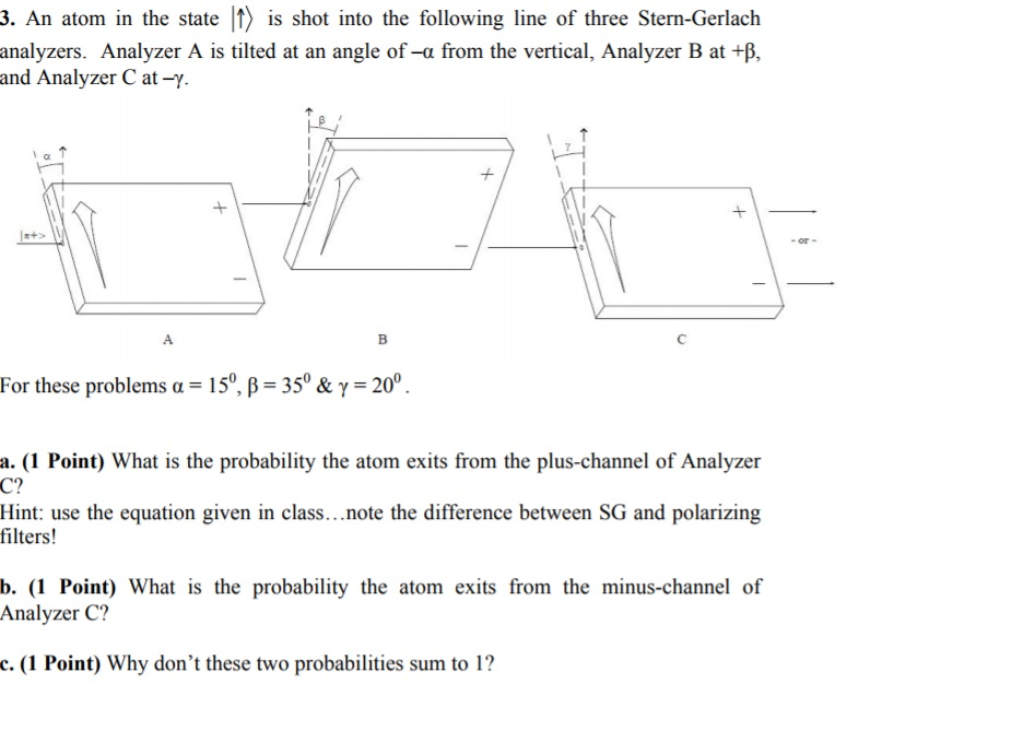 3. An atom in the state 1) is shot into the following | Chegg.com