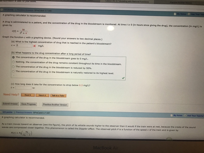 Solved A graphing calculator It A drug is