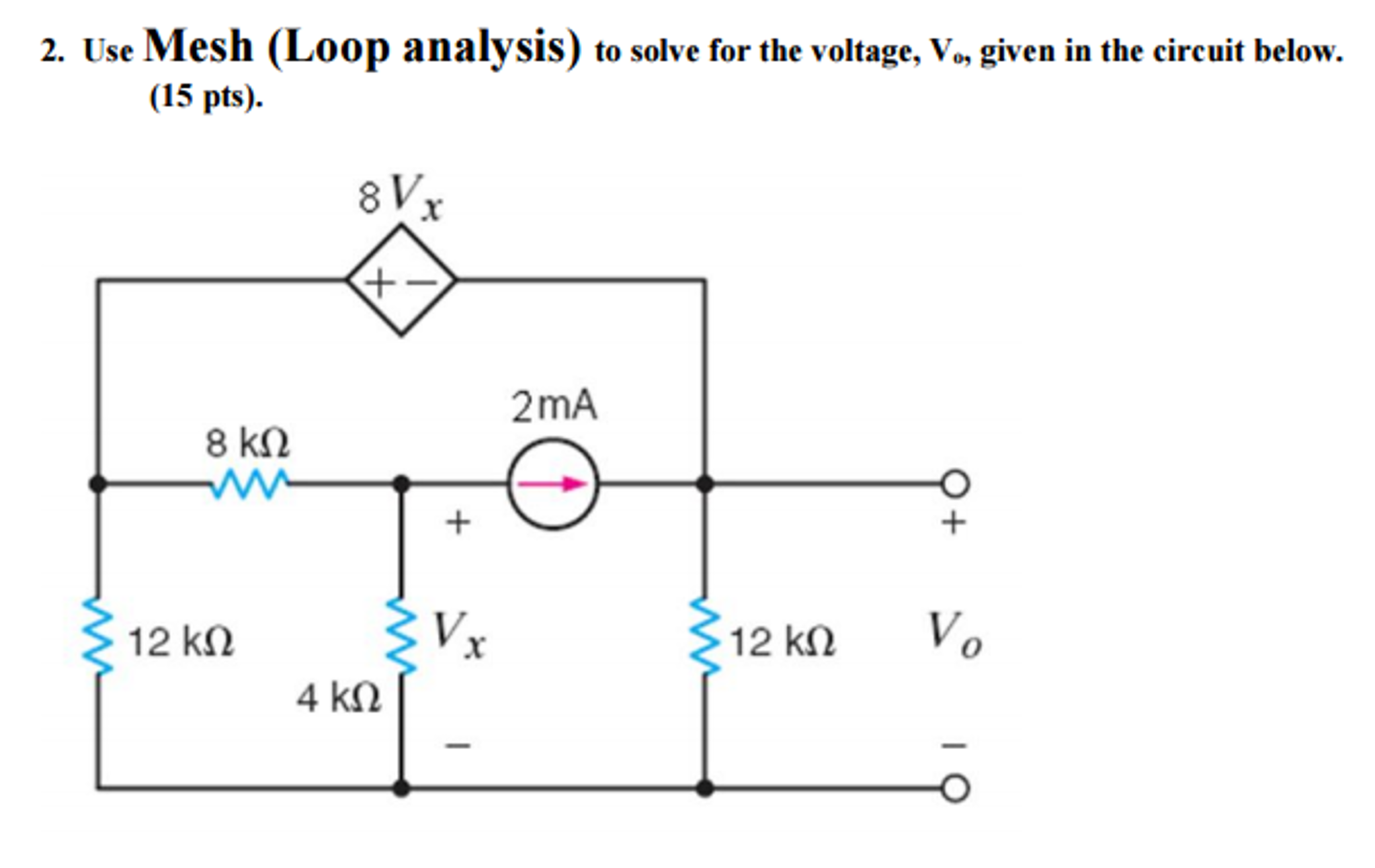 solved-use-mesh-loop-analysis-to-solve-for-the-voltage-chegg