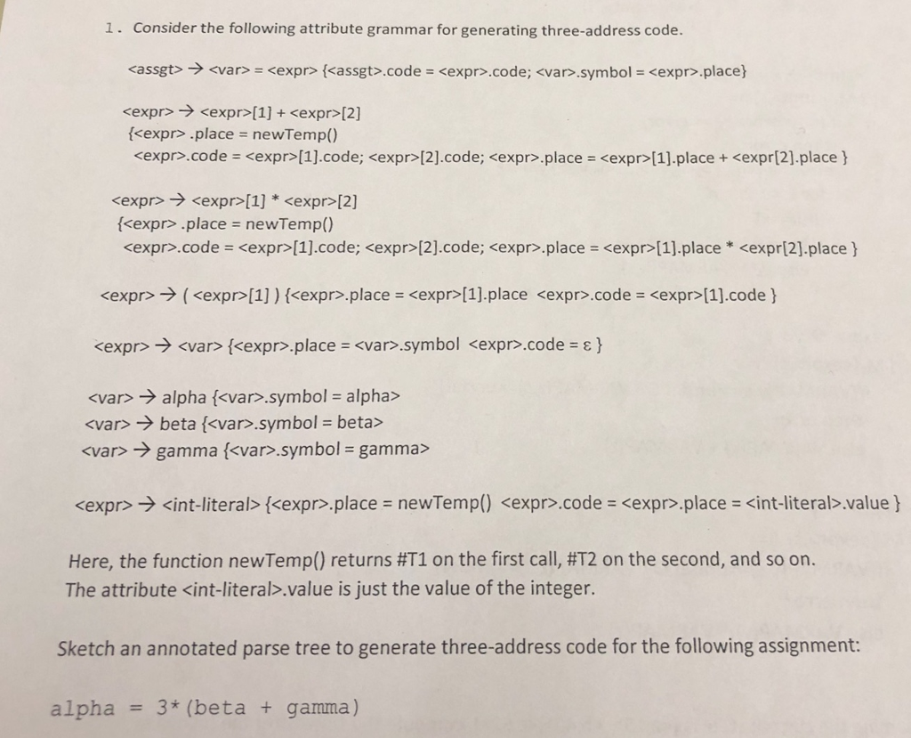 1-consider-the-following-attribute-grammar-for-chegg