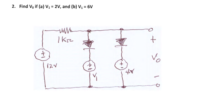 Solved Find V0 if V1 = 2V, and V1 = 6V | Chegg.com