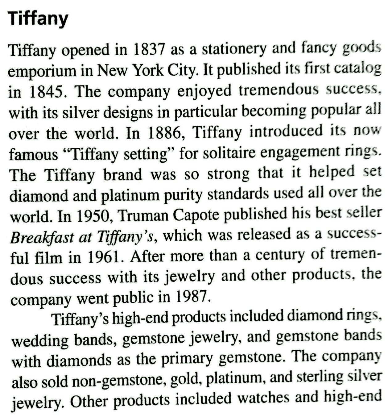 Solved Prepare a management paper to the board of TIFFANY &