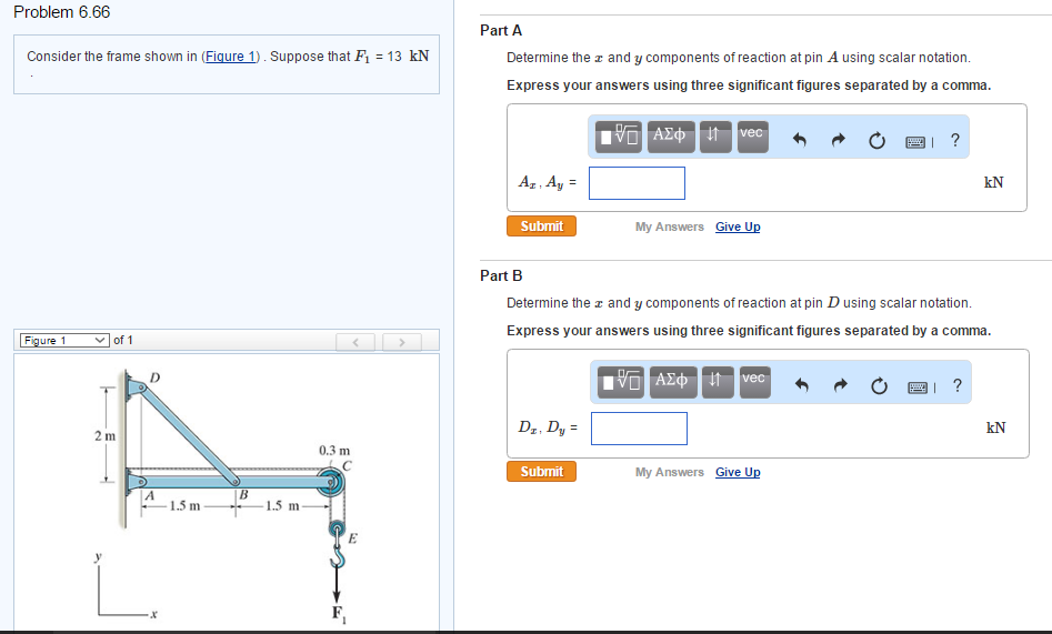 Solved Part A Determine the x and y components of | Chegg.com