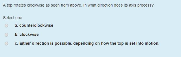 A top rotates clockwise as seen from above. In what | Chegg.com