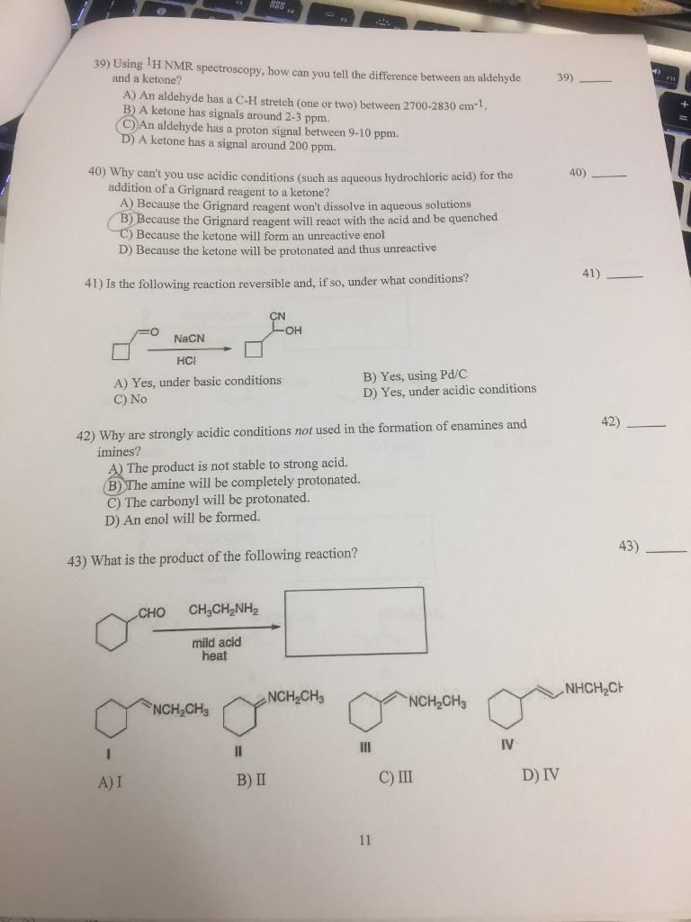 Solved 39) Using 1H NMR spectroscopy, how can you tell the | Chegg.com