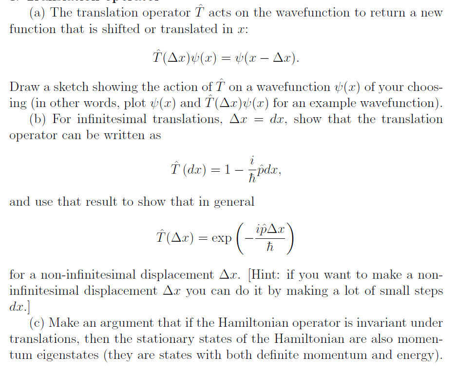 (a) The translation operator T acts on the | Chegg.com