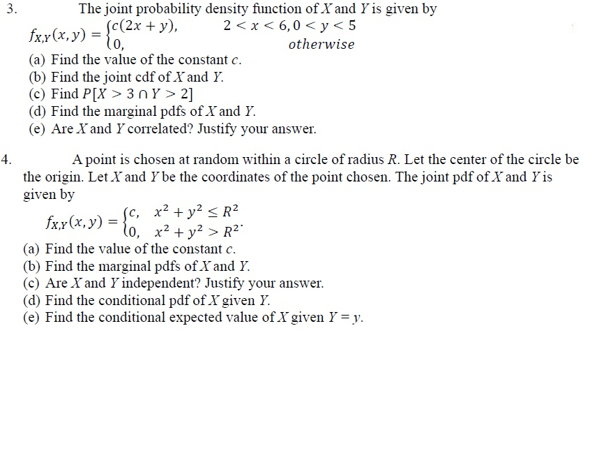 Solved 3. The joint probability density function of X and Y | Chegg.com