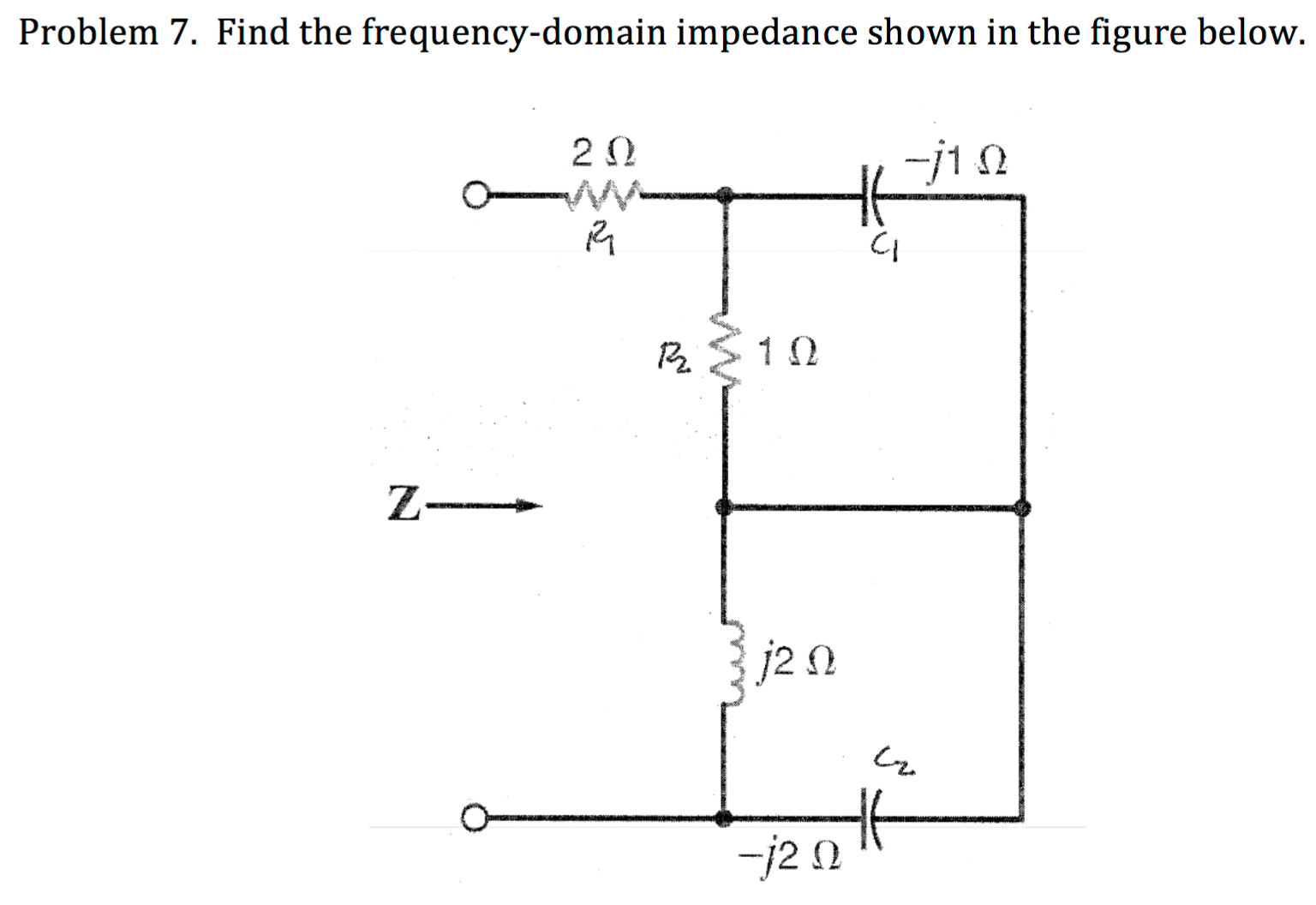 Find the frequencydomain impedance shown in the