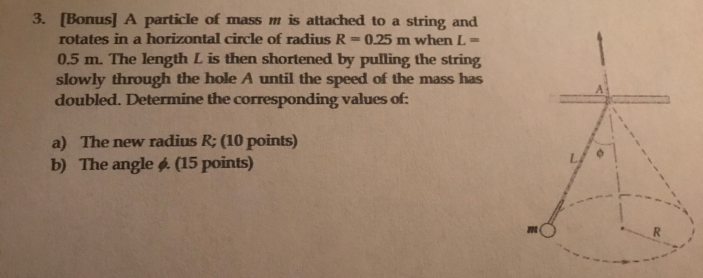 Solved 3. [Bonus] A particle of mass m is attached to a | Chegg.com