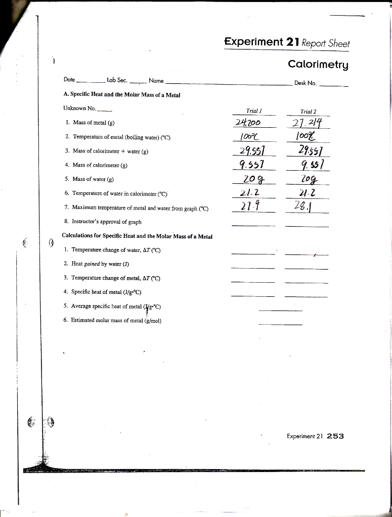 solved-experiment-21-report-sheet-calorimetry-date-a-chegg