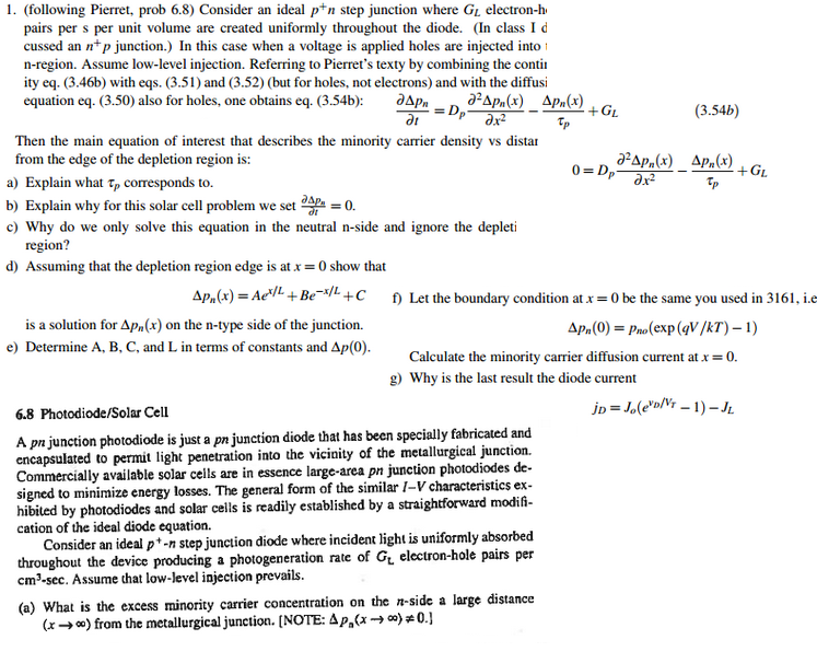 Solved l. (following Pierret, prob 6.8) Consider an ideal p | Chegg.com