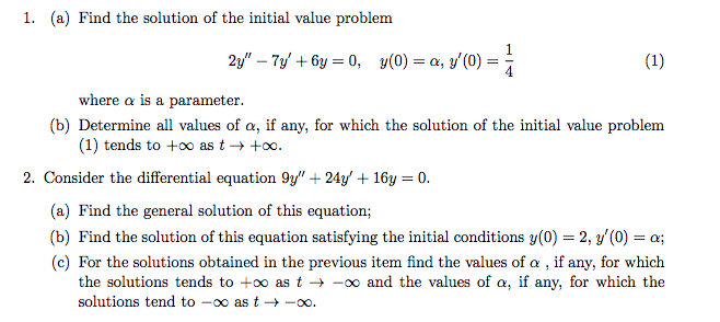 Solved 1. (a) Find the solution of the initial value problem | Chegg.com