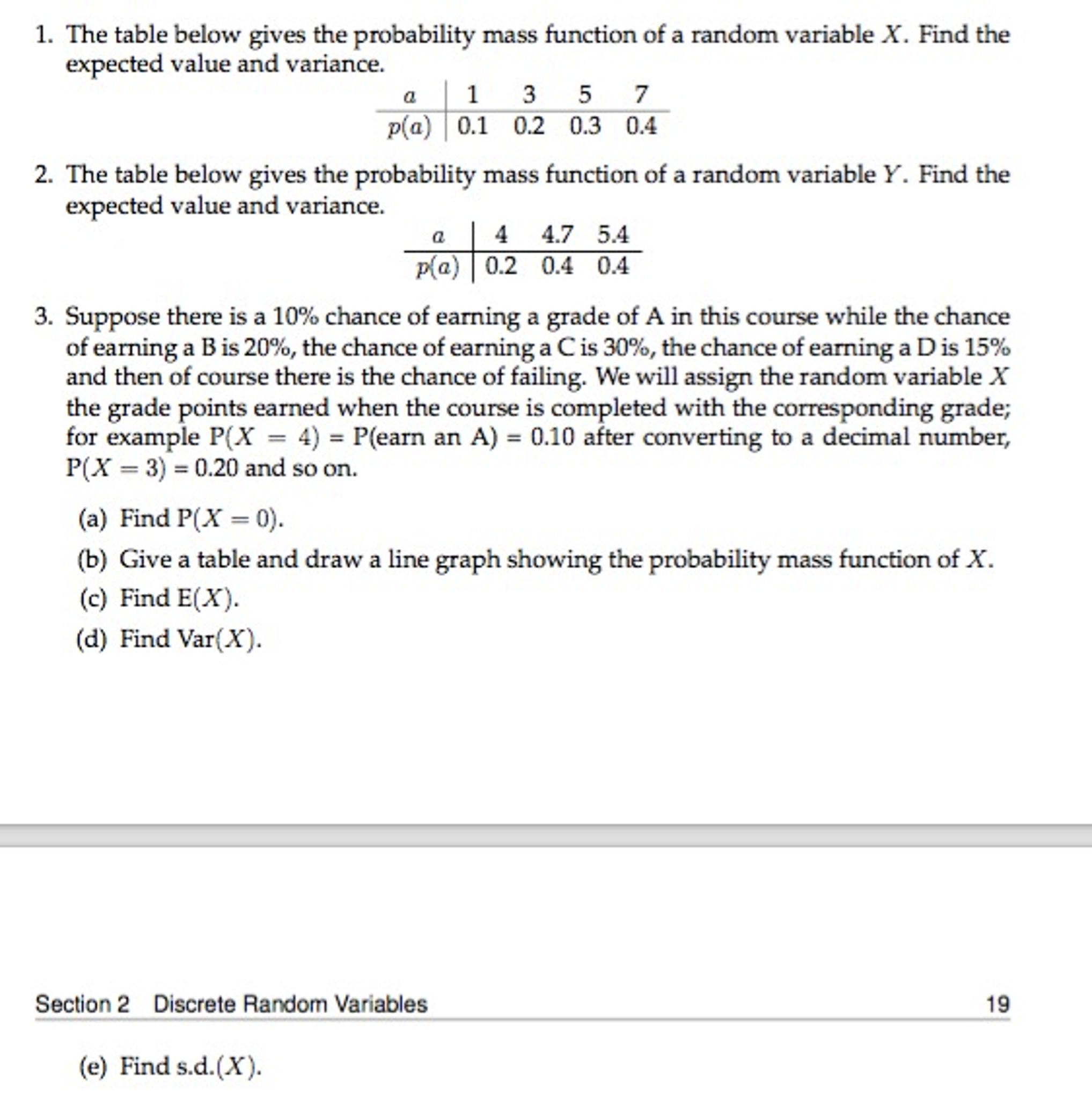 Solved 1. The table below gives the probability mass | Chegg.com