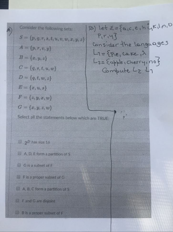 Solved Consider the following sets: S = {p, q, r, s, t, u, | Chegg.com