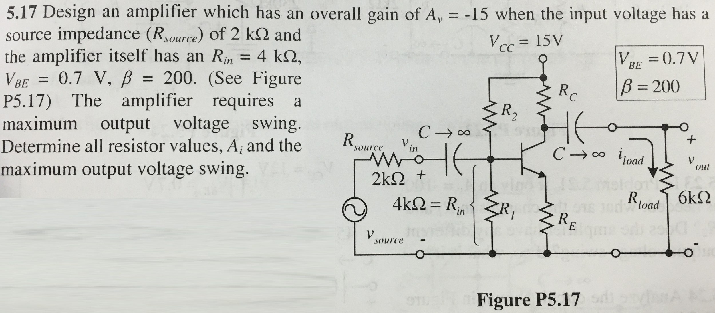 Solved Design an amplifier which has an overall gain of A_V= | Chegg.com