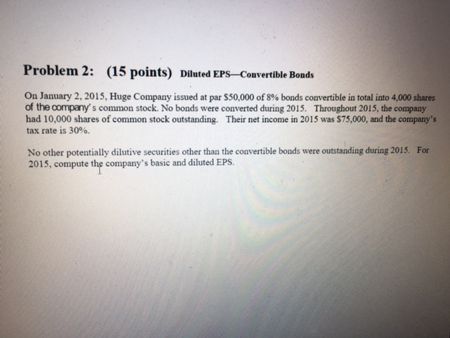 Solved Intermediate Accounting II Chapter 18 Test Problem 1: | Chegg.com