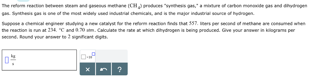 Solved The reform reaction between steam and gaseous methane | Chegg.com