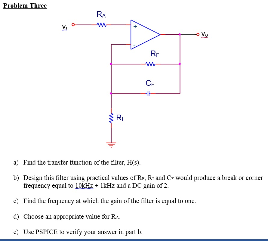 Solved a) Find the transfer function of the filter, H(s). b) | Chegg.com