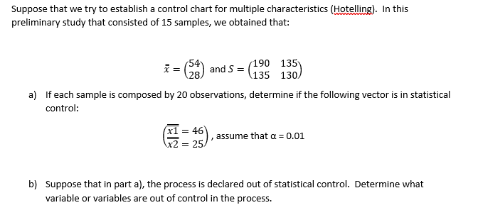 Solved Suppose that we try to establish a control chart for | Chegg.com