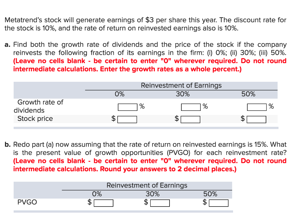 Solved Metatrend's stock will generate earnings of 3 per