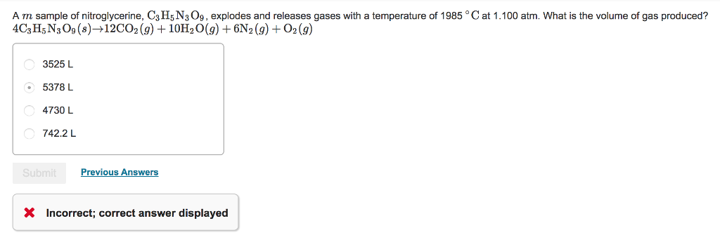 solved-a-m-sample-of-nitroglycerine-c3-h5n3o9-explodes-and-chegg