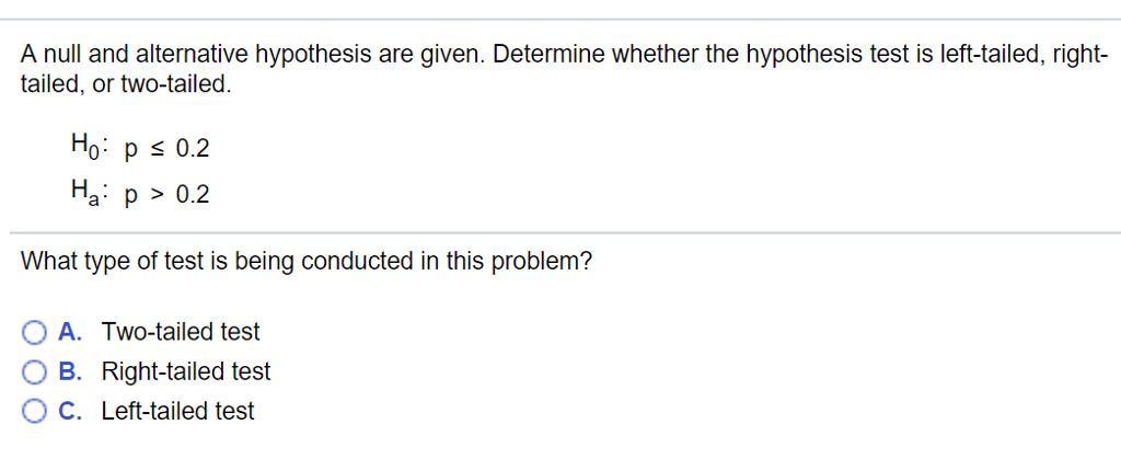 null and alternative hypothesis left tailed