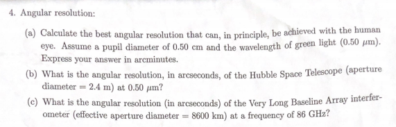 resolution calculator in arc seconds