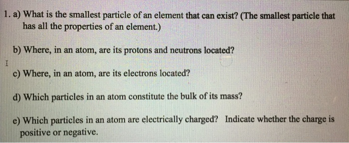 What Is The Smallest Particle Of An Element That Can Exist